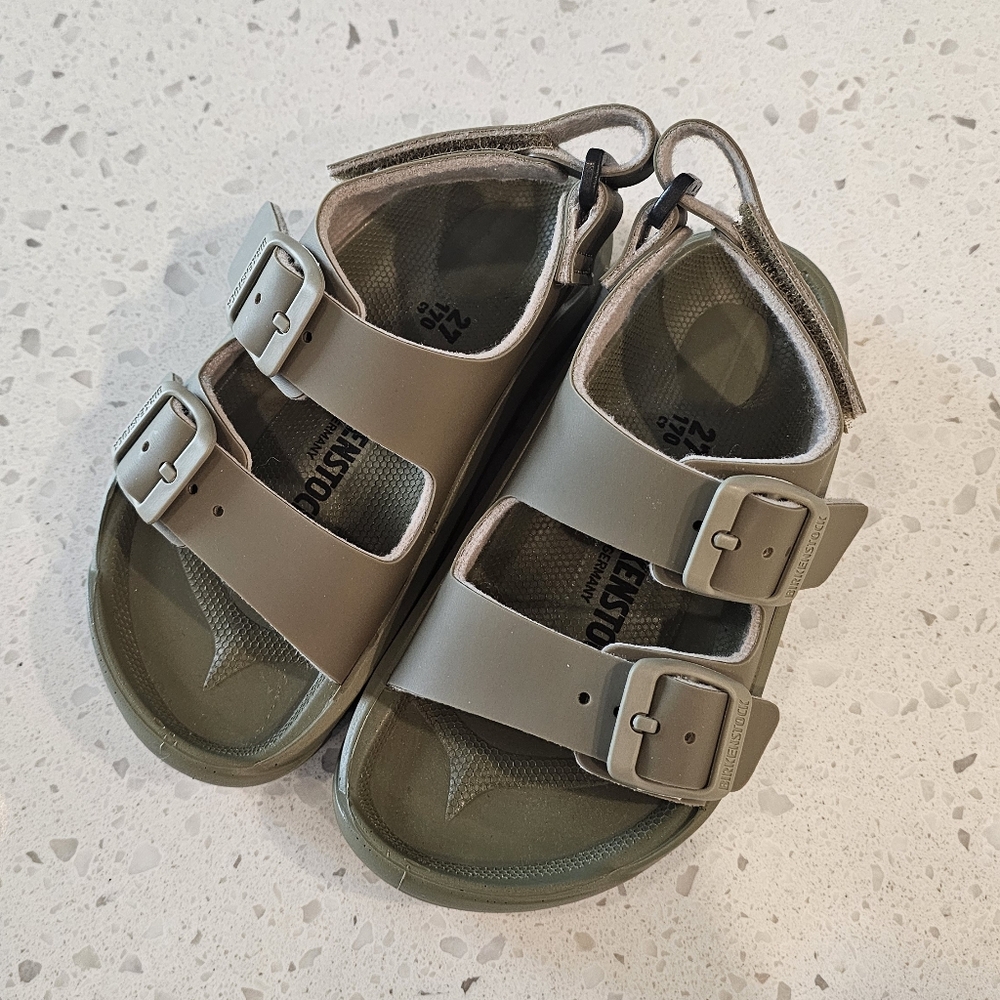 New Birkenstock Mogami Kids Olive Green Velcro Adjustable Sandals Sz 27 - Picture 5 of 7